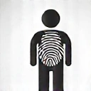 Ikona pro individuální přístup, znázorňující jedinečnou postavu nebo otisk prstu